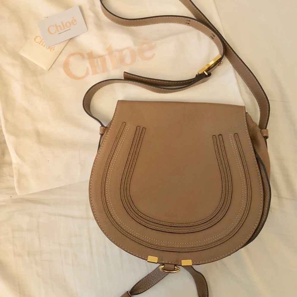 Chloe Medium Marcie Leather Crossbody Bag - Nut